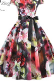 Women Summer Dress Vintage Floral Print Rockabilly Dress Robe Femme Sundress Vestidos Polka Dot Party