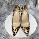 Women New Leopard Patent Leather Pumps Pointed Toe 12cm Stiletto Ultra High Heel Sexy Ladies Party Shoes QP163