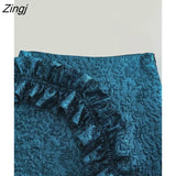 New Women Fashion Pleat Ruffles Design Texture Mini Skirt Faldas Mujer Female Chic Side Zipper Slim Vestidos
