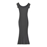 Zingj Trendy Women's Dress One-Word Shoulder Short-Sleeved Dress Summer New Hot Girls Sexy Slimming, Buttocks Show Skinny Long