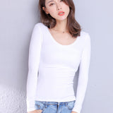 2022 Brand New Cotton Women's T-shirt Long-sleeved Solid Color Women T-shirts Leisure Woman T shirt for Female Tops
