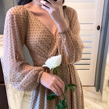 Women Spring Women Maxi Robe Elegant Ladies Long Lantern Sleeve Fashion Vestdios Female Party High Waist