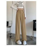 Zingj Figure Black Wide Leg Pants Female Autumn High Waist Down Narrow Version Small Thin Loose Blasuit Pants-Outfit