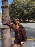 Women's Winter New Simple 8 Color V-Neck Knitting Cardigan Jacket + Short Skirt