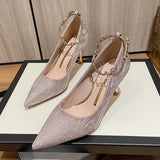 Zingj High Heels Women's Fine Heel Design Wedding Dress Shoes 2023 New Joker Net Red Pointed Head Bridesmaid Single