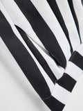 High Elastic Waist Black Brief Long Striped Harem Trousers New Loose Fit Pants Women Fashion Spring Autumn 2022