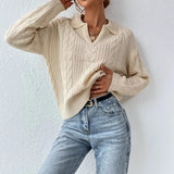 2025 New Women's Casual Cardigan Jacket Solid Color Mah-Button Cardigan Sweater