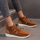 Zingj Large Flat-Bottomed Casual Tie Women's Shoes Fashion Round Head Suede Martin