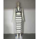 Striped Bikini Knitted Vest Sling Suit Beach Bohemian Style Long