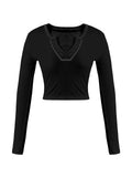 Long Sleeve Ribbed Crop Top- Outfit