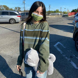 Patchwork Striped Knit SweaterOutfit