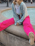 Pink Casual Relaxed Boyfriend Jeans- Outfit