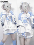 Arm Warmers T-shirt Casual Japanese Cartoon Print Kawaii Tops 2024 Women Y2k Cute Camisetas Sweet Harajuku Tees