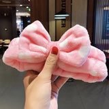Face Hair Holder Hairbands Soft Warm Coral Fleece Bow Animal Ears Headband For Women Girls Turban Fashion Hair