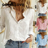 Elegant Oversized Tops Casual Long Sleeve Birds Print Cotton and Linen Loose Blouse Office Lady Button Lapel