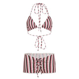 Cloth Forget Y2K Bow Tsets Holiday Bikini Set With Triangular Corset Low-Rise