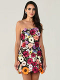 High-End Women's New Sexy Body Trim Corset Dress Flower Decoration A Skirt Banquet Evening Dress