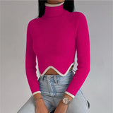 Winter Whiter Turtleneck Vintage Sweater Tops Knitted Y2k Long Sleeve 2022 Autumn Green Women Casual Crop Top Slim