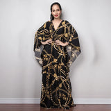 Print Deep V-neck Dress Batwing Sleeve Long Dresses Women 2022 Summer Dress Beachwear Bohemian Women Kaftan