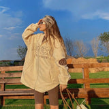 Women Polar Fleece Hoodies Casual Embroidery Clothes Women's Sweatshirts Vintage Zip Sweatshirt Winter Hoodie Top
