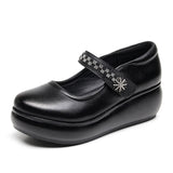 Red Heel Slope Thick-Soled Waterproof Table Shallow Mouth Single Shoe Velcro Size Size Of The Elderly Pine Cake Mother