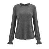 Hot Selling New Women's Wear 2025 Round Collar Solid Color Casual Loose Women's