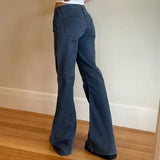 2025 Retro Style Low-Waisted Denim Micro-Speaker Simple Casual Trousers Street Personality Hottie Women's
