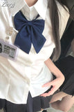 Waist Summer Sexy Short Sleeve White Tops Y2k Shirts Women Preppy Style Camisas Bow Bandage Harajuku Japanese Blusas
