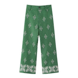Embroidery Women Pants Summer High Waist Baggy Pants Woman Beige Vintage Wide Leg Pants Women 2023 Boho Women's