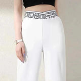 Silk Wide Leg Pants Women Summer New High Waist Hanging Feeling Loose Waist Straight Barrel Loose White Drag Long
