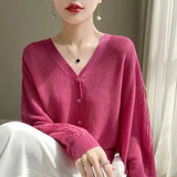 Zingj High-End Lazy Sleeves Twist Sweater Female V-Collar Autumn New Bat Sleeve Sweater