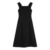 Black Straps Dress Hepburn Style Strapless French Casual High Waist Self Cultivation Sexy Long Skirt Ladies