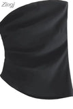 Asymmetric Corset Top Women Off Shoulder Bustier Top Woman Pleated Sleeveless Sexy Tops Woman 2023 Backless Summer