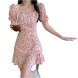 Floral Dress Gentle Wind In Women's Summer Chic Design Art Dress Korean Style Milky