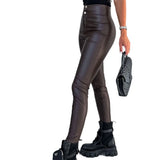 High Waist Stretch Leather Tight Bottoming