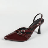 High-Heeled Women's Shoes 2025 New Spring And Summer One-Character Buckle With Sharp Head Hollow Fine And