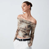 3D Printing Sexy Shoulder Pressure Folding Folding Umbilical Umbilical T-Shirt Girl 2025 New