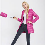 Autumn Winter Women Ultra Light Duck Down Coat Hooded Jackets Slim Medium Long Plus Size Parkas Thickness
