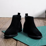 2025 New Youth Pointed Head Big Head Help Low Tube Anti-Villy Skin Thick Bottom Fashion Men's Martin Boots