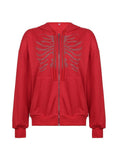 Rhinestone Skull Zipper Hoodie- Outfit