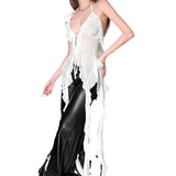 2024 Summer New Women's Clothing Hanging Neck Sexy Bare Back Strap Yarn Mesh Repair Solid Color Small