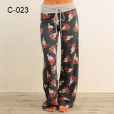 Spring Autumn Loose Beach Women's Pants Fashion Floral Print Drawstring Wide Leg Ladies Long Pants Sweatpants Plus