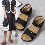 Retro Leisure Roman Style Round Head Sandals Women's Shoes New Hollowed-Out Air Turbine Heel