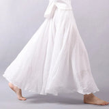 2020 Summer Women Skirt Linen Cotton Vintage Long Skirts Elastic Waist Boho Beige Pink Maxi Skirts Faldas