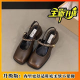 Sense Of Color Square Mary Treasure Shoes Coarse Heel Head Sandals Retro Commuter Buckle Back Empty Women Singles