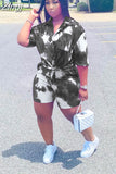 Two Piece Set Women 2023 Dashiki African Tie Dye Shorts Sets Oversized Shirt High Waist Shorts Mujer Matching Sets