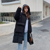 2022 New Fashion Winter Jacket Women Parkas Long Coat Hooded Parkas Loose Warm Snow Wear Cotton Padded Winter