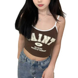 2024 Summer New Women's Decoration On The Street Fashion Letter Printing Umbilical Sling Belt Small