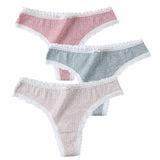 Panties Cotton Women's Underwear Sexy Panties Soft Female Underpants Thong Solid Color Lace Panty Lingerie M-XL