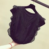 Clothing Plus Size Solid Shirt Summer 2020 Womens Tops and Blouses Lace Patchwork